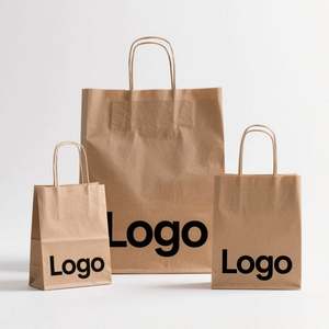 Bolsa de Compras de Papel Kraft Marrón de Gran Tamaño, Ecológica, Hecha con Materiales Reciclados, con Asas, Impresión de Logotipo Personalizada, Diseño Serigrafiado - Product Image 2