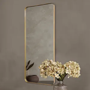 Bingkai panjang penuh cermin berdiri Panjang cermin dinding besar dekorasi lapis kuningan disikat logam disesuaikan kaca rumah Modern 20 buah