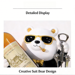 Elegante e Grazioso Porta Cavatappi a Forma di Orso in Resina Dipinta a Mano - Lussuoso Portabottiglie da Bar per Casa, Decorazione per Capodanno - Product Image 5