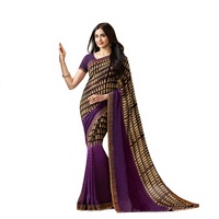 Sari Indio Informal para Mujer, Estampado Digital en Georgette, para Festivales, Pieza de Blusa, Alta Calidad, Sin Costuras, 5.5 Metros