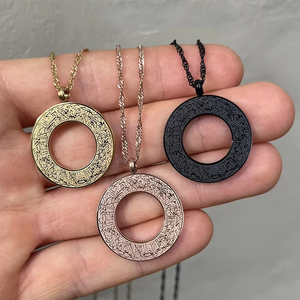 Collier pendentif gravé <span class=keywords><strong>AL</strong></span>-<span class=keywords><strong>FATIHA</strong></span>, calligraphie de la sourate du Coran, plaqué or 18 carats, bijoux arabes islamiques, cadeau délicat pour l'Aïd - Product Image 5