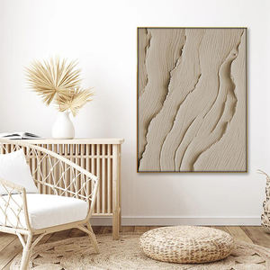 Grande Toile Épaisse Fait Main 3D Simple Beige Texture <span class=keywords><strong>Vague</strong></span> Océan Texture Peinture à l'Huile Art Mural Moderne - Product Image 3