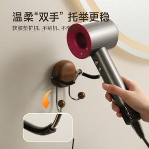 Wall Mounted Hair Dryer Holder Round Metallic Color Punch Free Suction Cup Rack For Bathroom Storage - Product Image 4