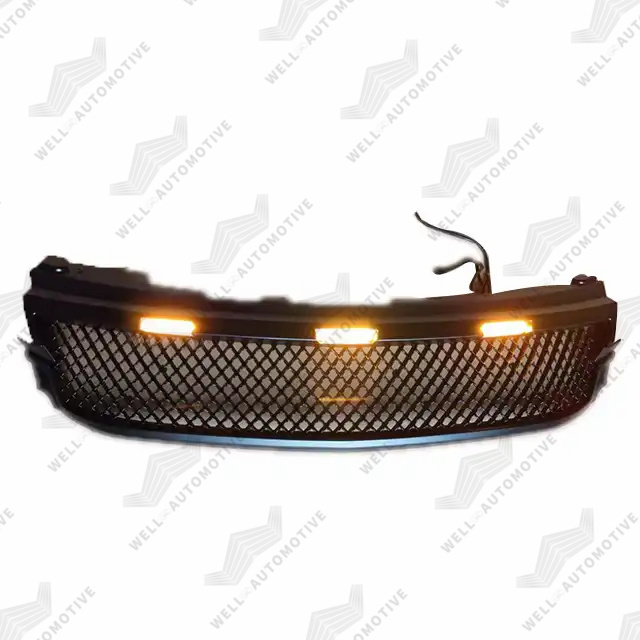 New Style Car Accessories Black Grilles with LED Lights ABS Front Grill for Pajero Sport
