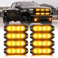 Luz de Parrilla OEM ODM con 4 LED de Montaje Superficial, SAE J595 Clase 1 IP6K9K, Diseño de 4 Cables, 15 Estilos de Destello, 12-24V