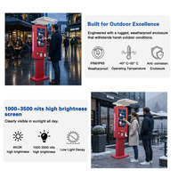 Kiosque de commande en libre-service extérieur rouge de 32 pouces avec auvent imperméable, terminal de point de vente tactile, vente en gros