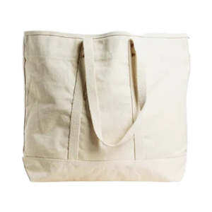 Grand fourre-tout Est-Ouest Toile de Coton Lavable Non Teinte Non Blanchie Fermeture à Glissière Deux Poignées pour Transporter l'Épicerie un Week-end pour - Product Image 2