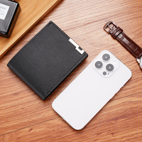 Dompet pendek sisi besi pria, kantung kartu tren Multi kartu Horizontal tahan air, tipe penutup terbuka versi Korea