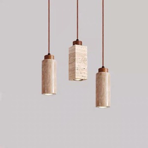 Lámpara Colgante LED de Estilo Wabi-Sabi en Travertino Amarillo, AC 85-265V, para Casas de Huéspedes, Hostales, Salones de Té, Bares, Restaurantes - Product Image 1