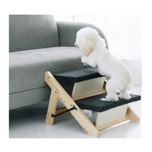 Rampa de cachorro dobrável, atacado, rampa de cachorro portátil de madeira para animais pequenos, 2 andares, escada para cachorro