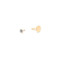 Pendientes Unisex de Oro Amarillo de 14K, Joyería de Lujo, Diseño Español Moderno, para Perforaciones de Oreja, Tragus, Cartílago, Hélix, Rook, con Zirconia