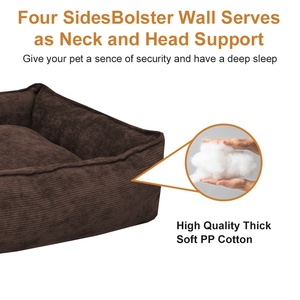 Groot, middelgroot, klein rechthoekig hondenbed, machinewasbaar, corduroy, puppy slaapbank, antislip bodem - Product Image 5