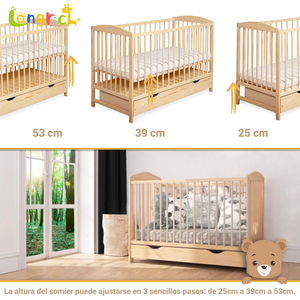 <span class=keywords><strong>Letto</strong></span> per Bambini in Legno Regolabile in Altezza, Trasformabile in <span class=keywords><strong>Letto</strong></span> Matrimoniale <span class=keywords><strong>con</strong></span> Cassetti, Adatto per Camere dei Bambini - Product Image 2