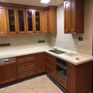 Cuisine intégrée en bois massif de style européen moderne minimaliste, vente en gros, comptoirs en pierre de quartz non assemblés - Product Image 3