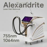 Appareil de beauté laser Alexandrite professionnel 755 nm, double longueur d'onde 755 nm et 1064 nm Nd Yag pour le traitement cutané en centre esthétique