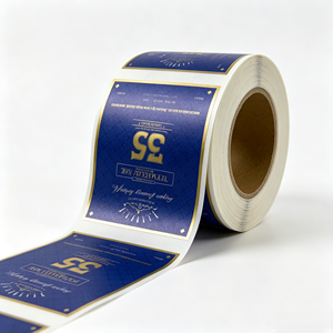 Étiquette autocollante personnalisée de luxe en vinyle imperméable avec dorure à chaud bleue et or pour bouteille de <span class=keywords><strong>whisky</strong></span> <span class=keywords><strong>Macallan</strong></span> 35YO Single Cask Malt Whiskey - Product Image 6