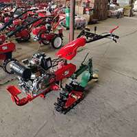 Mini-tracteur diesel sur chenilles pour vergers et vignobles, avec rotavator et machine de culture, à réponse rapide