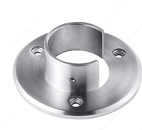 Base de montage au sol pour balustre de rampe en acier inoxydable poli satiné de qualité commerciale avec plaque de base ronde