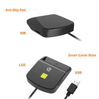 ZOWEETEK OEM ODM USB lecteur de carte à puce 2 en 1 avec emplacement SIM 7816 lecteur de carte à puce écrivain Plug & Play lecteur de carte de crédit paiement