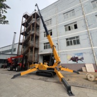 Mini-grue araignée compacte de levage 20m sur chenilles avec stabilisateurs télescopiques hydrauliques pour travaux en espace restreint 4 tonnes