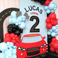 Superbe ensemble de décoration pour fête d'Halloween sur le thème de la course rapide, ballons en latex à carreaux rouges, bleus et noirs pour les célébrations d'anniversaire