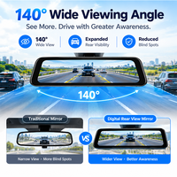 Caméra de tableau de bord avec écran miroir 8,2 pouces, contrôle par application WiFi, streaming multimédia, double enregistrement, enregistreur DVR pour voiture, application iOS Android, dashcam