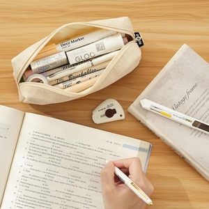 Kotak pensil penanda hadiah kantung penyimpanan kanvas kapasitas besar kustom tempat tas alat tulis sederhana untuk siswa - Product Image 5