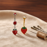 Xinfocus Meilleure Vente Piercing de Nombril en Acier Inoxydable, Anneau de Nombril Fraise, Bijou de Piercing Corporel