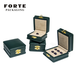 กล่องใส่เครื่องประดับเพชรพลอยหนังแท้สีเขียวหุ้มหนัง PU ยี่ห้อ FORTE - Product Image 4