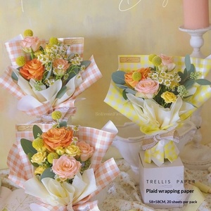 Papel de Regalo a Cuadros Aierflorist, Estilo Coreano, Popular en <span class=keywords><strong>Internet</strong></span>, Impermeable, Papel Ouya, Papel a Cuadros para Picnic de Verano - Product Image 2