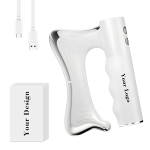 Masseur facial EMS chauffant et vibrant Gua Sha en plastique ABS léger, outil de raclage musculaire, couteau à fascia portable à double lame - Product Image 1