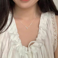 Collier pendentif mini goutte d'eau S925, style tendance, chaîne fine, pour femme, bijoux