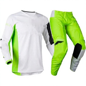 Combinaison de course moto homme blanc-vert, manches longues, séchage rapide, respirante, anti-UV, kit polyester 240g, toutes saisons, ajustement flexible - Product Image 1