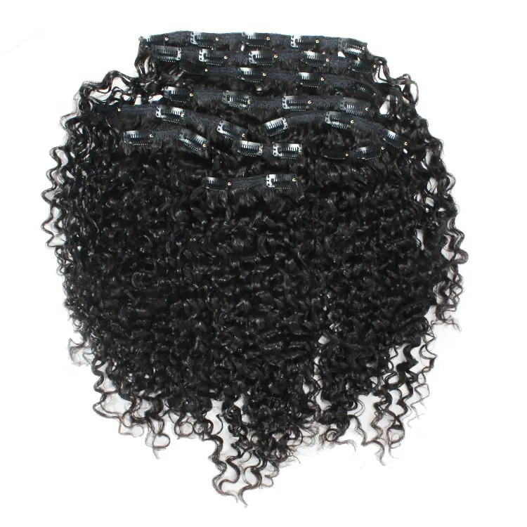 brazilian human kinky curly clip in hair extensions for black women