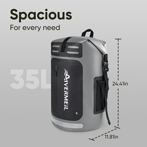 Sac à dos imperméable de 35 L pour la randonnée, sac étanche à enroulement, sac de camping en PVC avec poche pour téléphone, pour la pêche et les voyages - Product Image 6