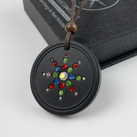 Pendentif énergétique en pierre de lave noire Hoonni, technologie japonaise, pendentif de santé à ions négatifs, collier