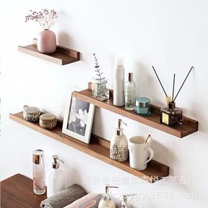 Solid Wood Wall Mounted <b>Shelf</b> 30 60 90 120cm 4 Layers Multipurpose Storage <b>Rack</b> For Living Room Bedroom - Product Image 2