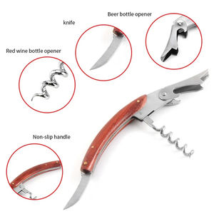 Tire-bouchon professionnel Uuhom, couteau de sommelier, ouvre-bouteille de vin et de bière, corps en acier inoxydable, manche en bois, cadeau promotionnel - Product Image 4