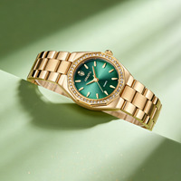 AIMANA Montre pour femme avec bracelet en acier, boîtier octogonal en alliage, design incrusté de diamants, mouvement à quartz, résistante à l'eau 30M