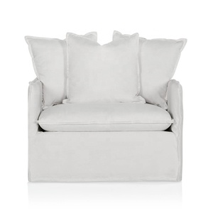 Housses extensibles pour canapé 1 siège, en lin <span class=keywords><strong>blanc</strong></span>, tissu naturel, de haute qualité, 1 pièce - Product Image 1