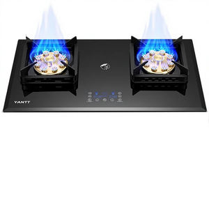 Cuisinière à gaz à écran tactile domestique, double foyer, <span class=keywords><strong>neuf</strong></span> brûleurs, 5,2 kW, grande puissance, feu intense, minuterie, gaz naturel, surface en verre trempé - Product Image 1