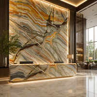 Dalles de comptoirs en onyx et marbre multicolores translucides, polies, étanches et rétroéclairées, de style moderne, pour usage hôtelier, de la marque Refine Stone Supply