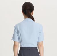 Chemisier d'été en mousseline à col en V pour femme, manches courtes, style minimaliste, idéal pour le bureau, les enseignants, les examens d'admission à la fonction publique