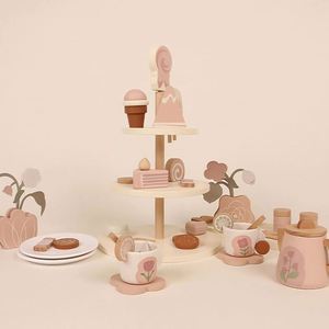 Juego de Accesorios de Cocina de Juguete para Niños, Mini Soporte para Cupcakes, Postres, Juego de Té de Madera para Niñas Pequeñas - Product Image 2