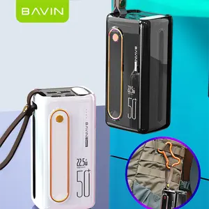 BAVIN Điện Thoại Di Động USB Du Lịch Ngoài Trời Di Động Nhiều Cổng 50000 W Sạc Nhanh 22.5 MAh Pin Dự Phòng 50000 Mah PC066 Pro