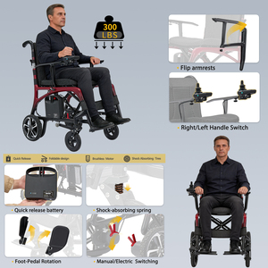 Fauteuil roulant médical léger et pliable HEABENS en promotion pour personnes âgées, avec télécommande, batterie au lithium CF01 et son châssis en fibre de carbone - Product Image 6