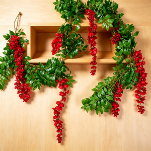 Guirlande de lys artificiels réalistes sans entretien, en soie, pour une décoration moderne de style nordique, idéale pour Thanksgiving et Noël - Product Image 2