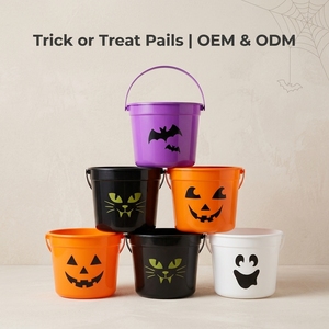 Halloween Candy Bucket <strong>Trick</strong> or Treat Pail Pumpkin Basket Party Favor Container Holiday Storage Bin Gift Bag Festival <strong>Organizer</strong> - Product Image 1