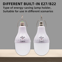Ampoule LED SMD DC/AC E27 B22, lampe de camping extérieure rechargeable avec crochet en métal, batterie de grande capacité 150W 300LM