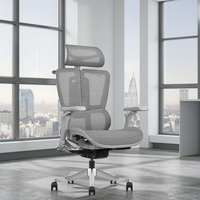 Chaise de bureau exécutive moderne hautement réglable en maille, ergonomique, avec base pivotante en métal et aluminium, roulettes en PA/PU, inclinaison à 4 positions
